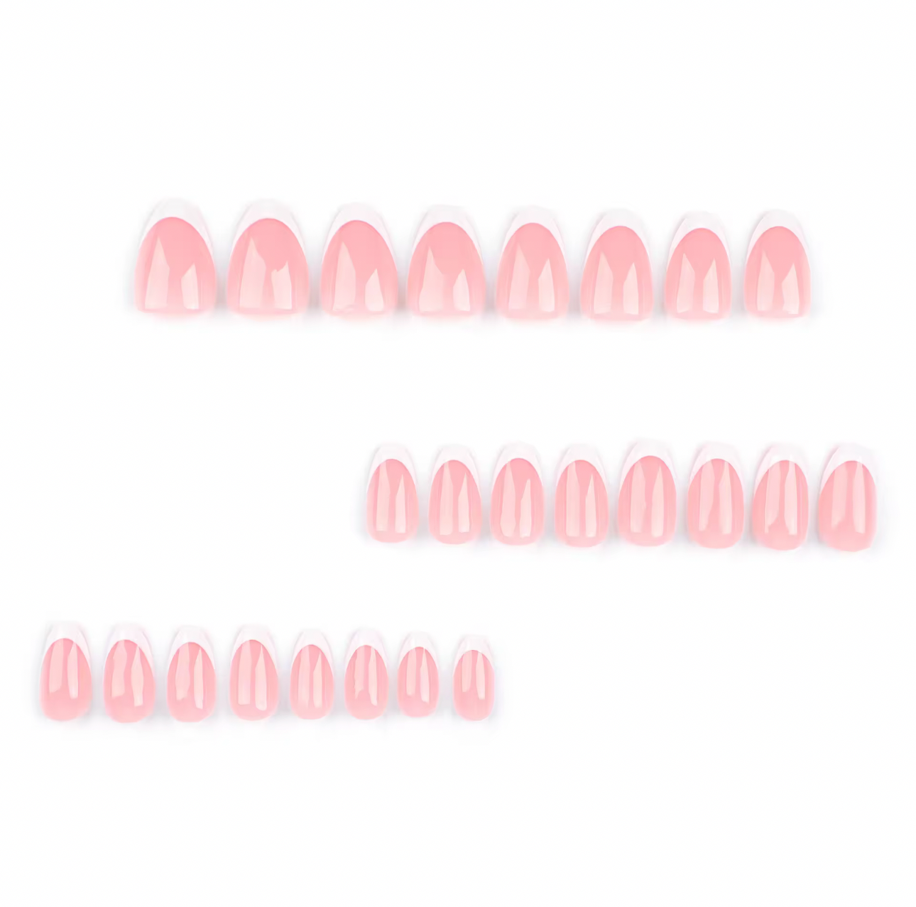 French Style Half-transparent Pink Reusable Press on nails - Free sticker sheet included