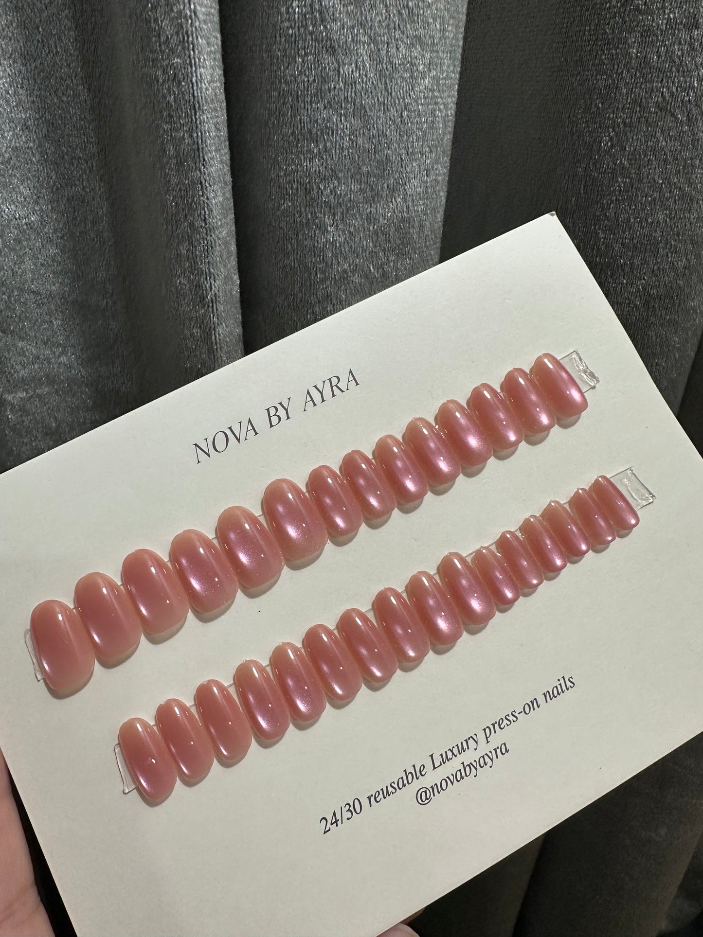 Pink Almond Cat-eye Press on Nails - Free sticker sheet included