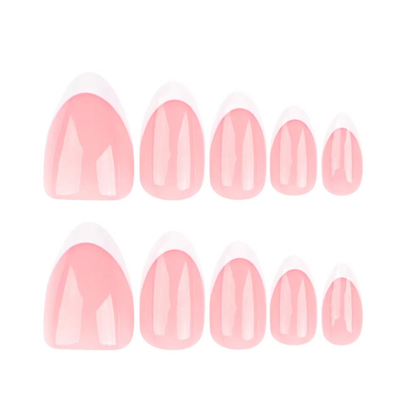 French Style Half-transparent Pink Reusable Press on nails - Free sticker sheet included