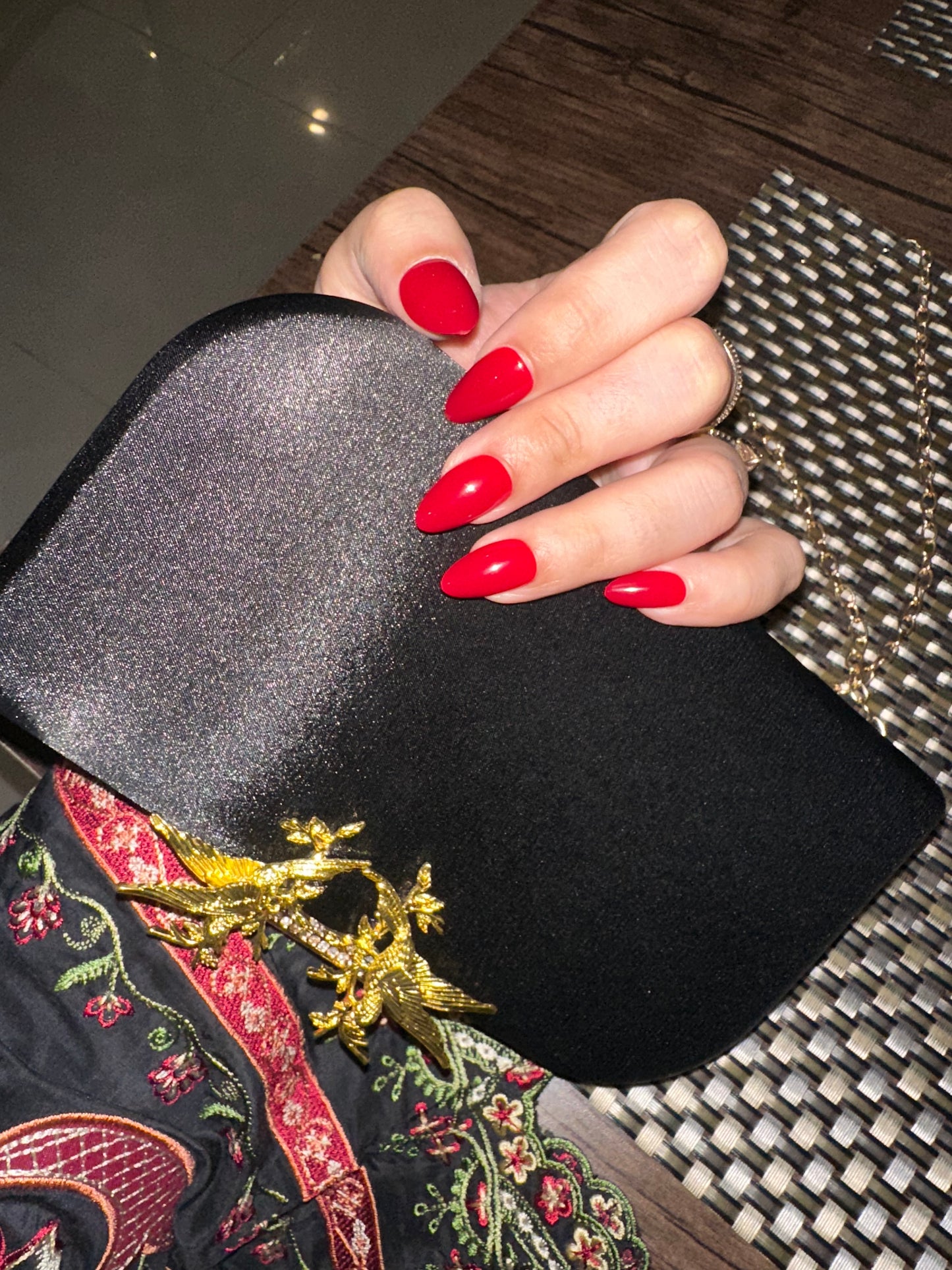 Cheery Red Glossy Almond Press-on Nails- Free sticker sheet included